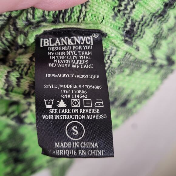Blank NYC The Clash green ribbed puff sleeve sweater Size small Dopamine Artsy - Picture 8 of 9